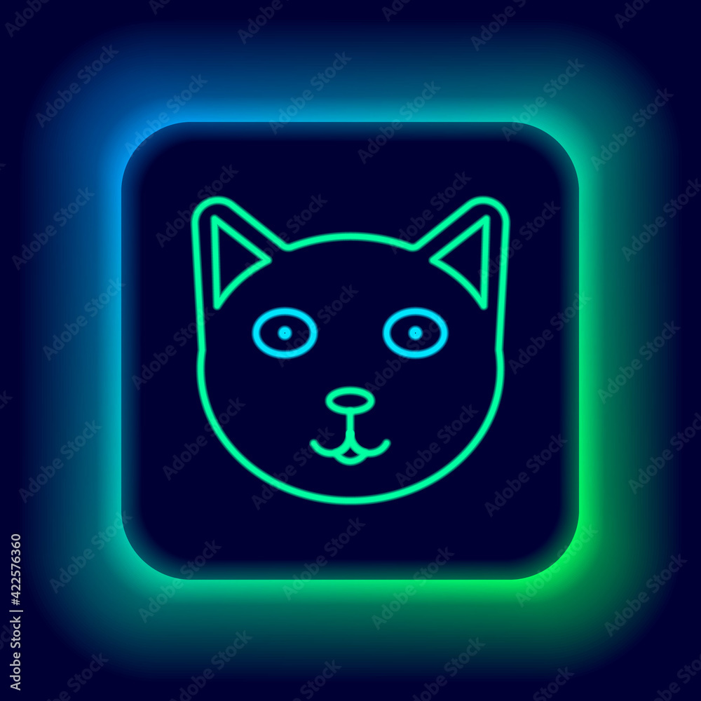 Glowing neon line Pet icon isolated on black background. Colorful outline concept. Vector Glowing neon line Pet icon isolated on black background. Colorful outline concept. Vector