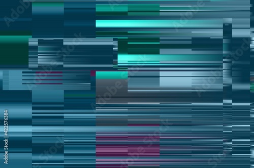 Modern background with dead pixel and bug, glitch and error signal. Optical distortion, overlapping geometric. It can be used for web design, printed products and visualization of music.