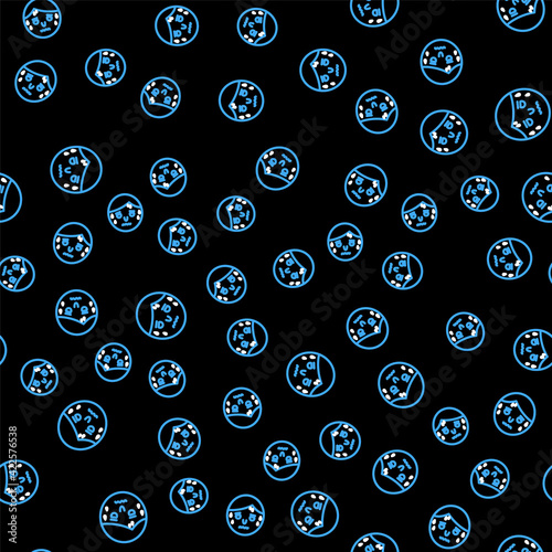 Line Man with excessive sweating icon isolated seamless pattern on black background. Vector