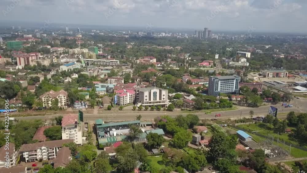 Aerial view of African city/ African modern urban settlement Aerial view of African city/ African modern urban settlement