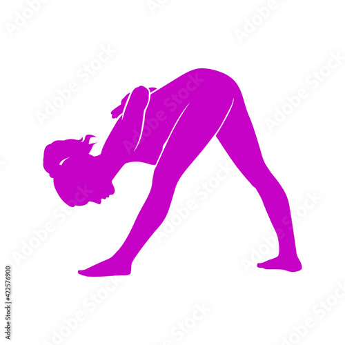 Female silhouette in yoga pose. Vector icon isolated on white background.