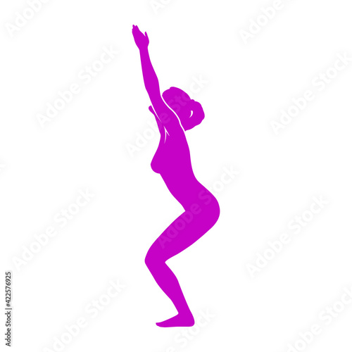 Female silhouette in yoga pose. Vector icon isolated on white background.