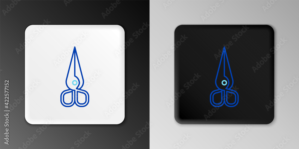 Line Scissors icon isolated on grey background. Cutting tool sign. Colorful outline concept. Vector Line Scissors icon isolated on grey background. Cutting tool sign. Colorful outline concept. Vector