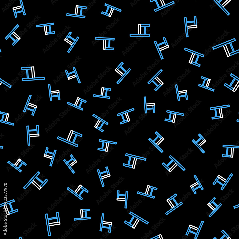 Line Chair icon isolated seamless pattern on black background. Vector