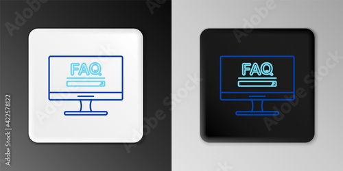 Free Download Line Computer monitor with text FAQ information icon isolated on grey background. Frequently asked questions. Colorful outline concept. Vector - GFXLoad