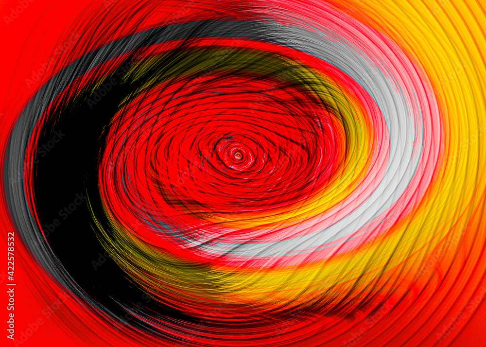 Abstract digital curves in black, red and yellow - twirl effect Abstract digital curves in black, red and yellow - twirl effect