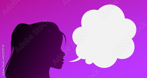 Silhouette of a talking teenage girl.