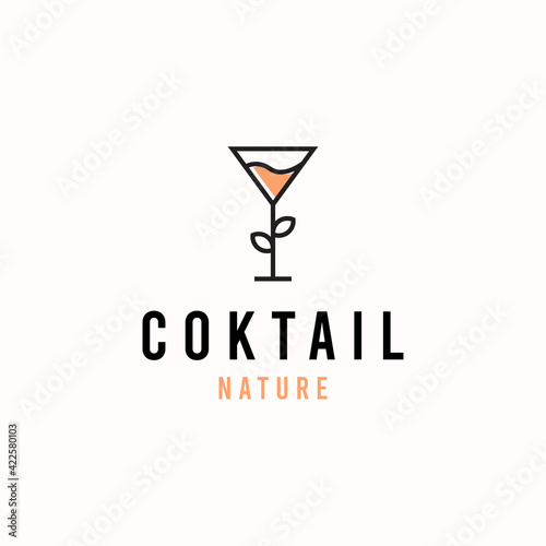Coktail drink nature logo design concept
