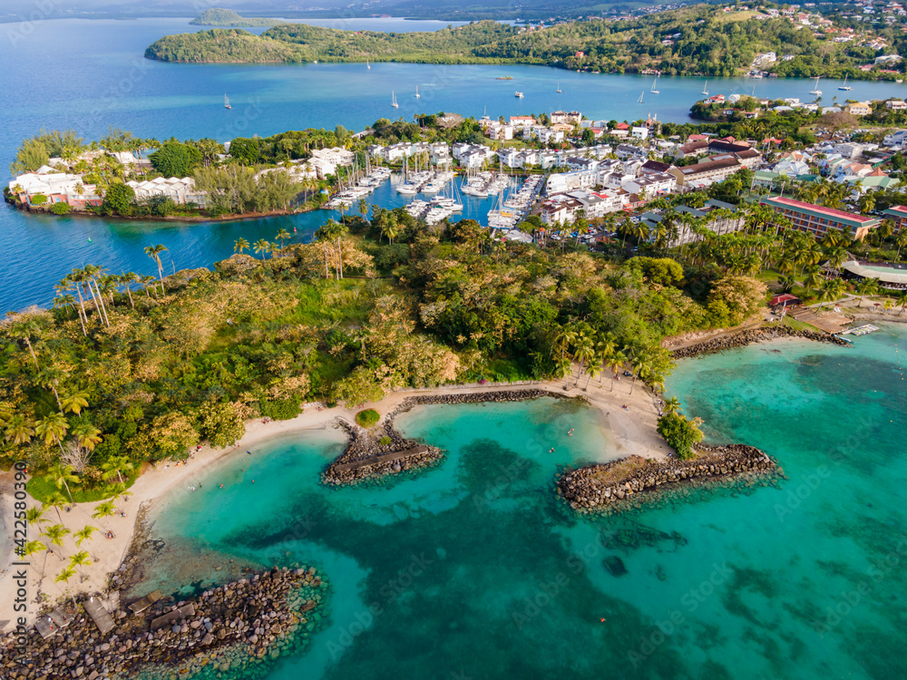 Les Trois-Ilets, Martinique, FWI - Aerial view of La Pointe du Bout and the Marina