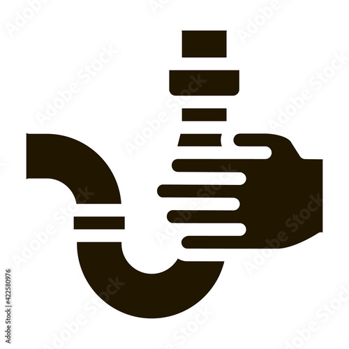 Hand Hold Pipe Icon Vector Glyph Illustration