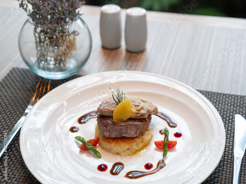 Western Menu - Tournedos Rossini. french steak dish with foie gras