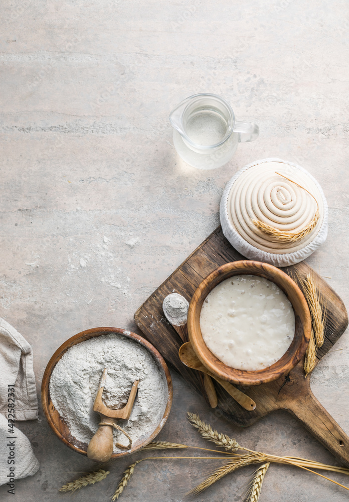 Stockfoto The leaven for bread is active. Starter sourdough ( fermented
