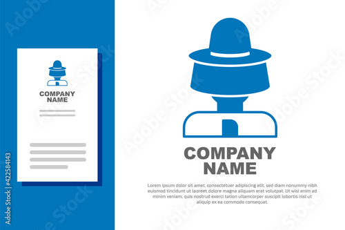 Blue Beekeeper with protect hat icon isolated on white background. Special protective uniform. Logo design template element. Vector