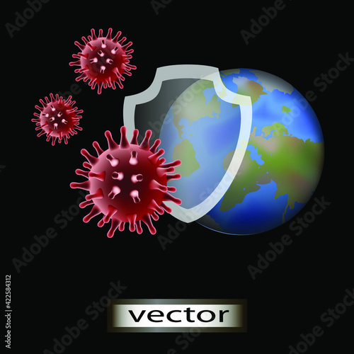 Vector illustration protecting the planet population from the virus
