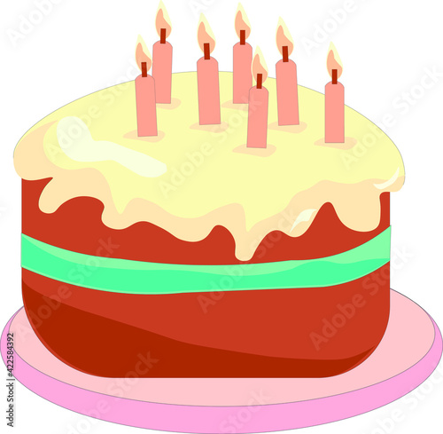 Cake with candles for a holiday or just for the occasion