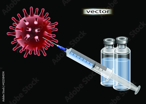 Vector illustration stop the coronavirus vaccine for infection against the flu epidemic