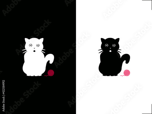 high contrast card  cute cat