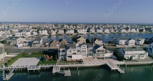 Aerial drone shot of neighborhoods in Stone Harbor, New Jersey near Cape May photo