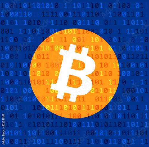 Bitcoin cryptocurrency. Abstract binary background.