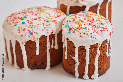 Easter Cakes - Traditional Kulich, Paska Easter Bread.