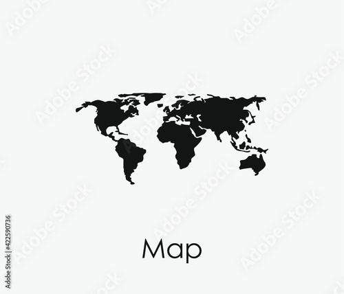 World map vector icon. Editable stroke. Linear style sign for use on web design and mobile apps, logo. Symbol illustration. Pixel vector graphics - Vector