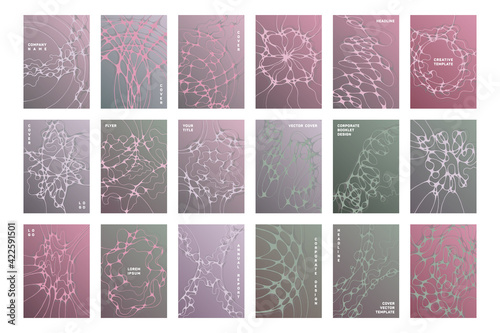 Biomedical brochure cover templates vector set.