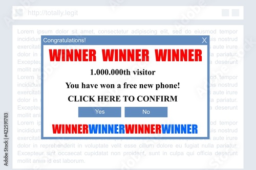 Winner pop up window - malicious ad