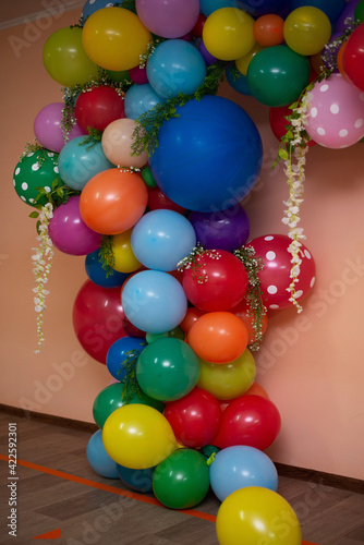 Background from colorful balloons. Arch for photo shoots