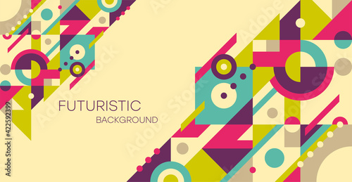 Abstract geometric background. Colorful, minimalist retro poster graphics vector illustration.