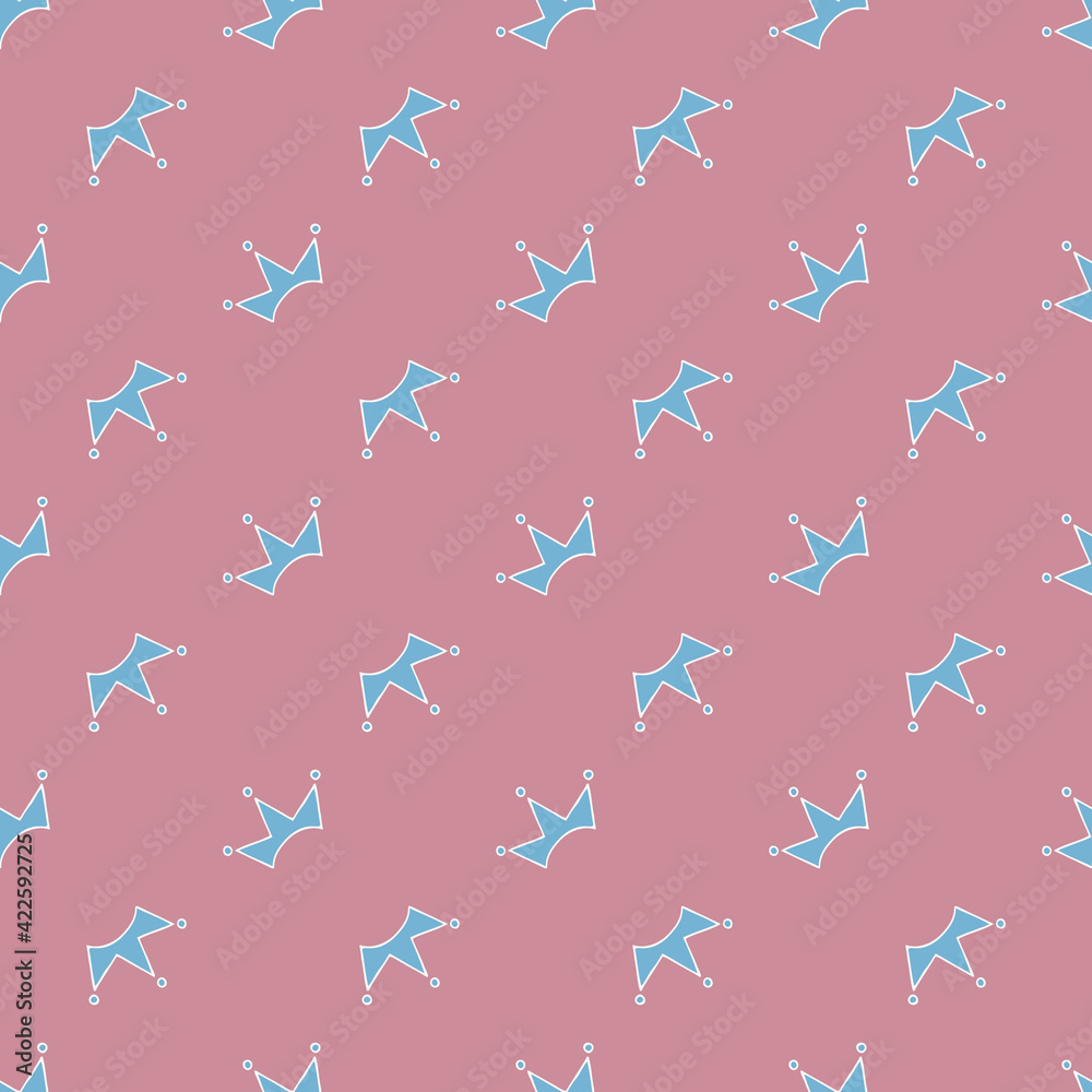 Vector seamless pattern with hand drawn cute crown on pink girly background Vector seamless pattern with hand drawn cute crown on pink girly background