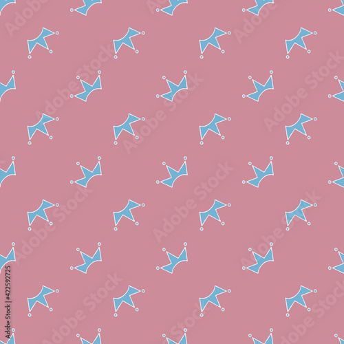 Photos Vector seamless pattern with hand drawn cute crown on pink girly background