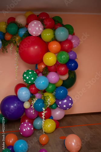 Background from colorful balloons. Arch for photo shoots