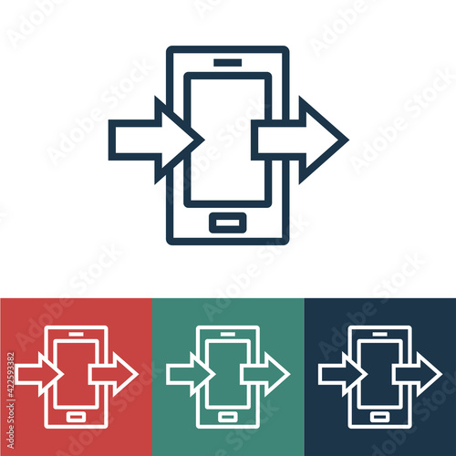 Linear vector icon with incoming and outgoing