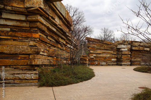 Stone wall in Gathering Place park- Tulsa photo