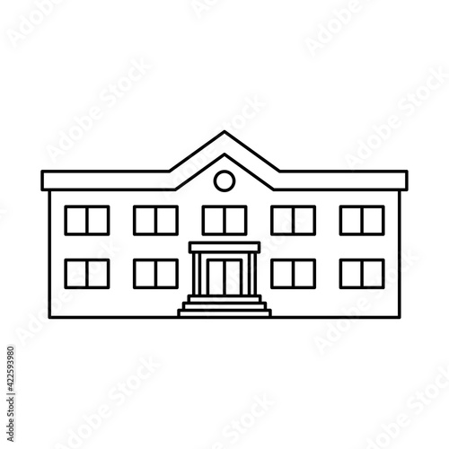 Building icon. Two-storey house. Black contour linear silhouette. Front view. Vector simple flat graphic illustration. The isolated object on a white background. Isolate.