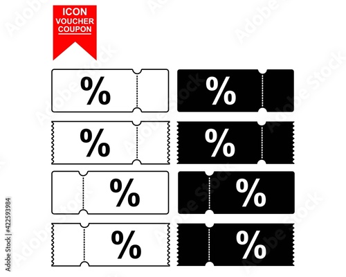 shopping voucher icon or discount ticket icon vector illustration on a white background, editable vector illustration photo