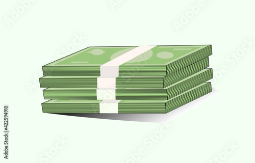 Money in packages, dollars. Vector graphics. Isolated background.