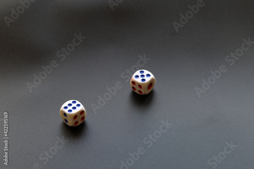 Dice on the black table