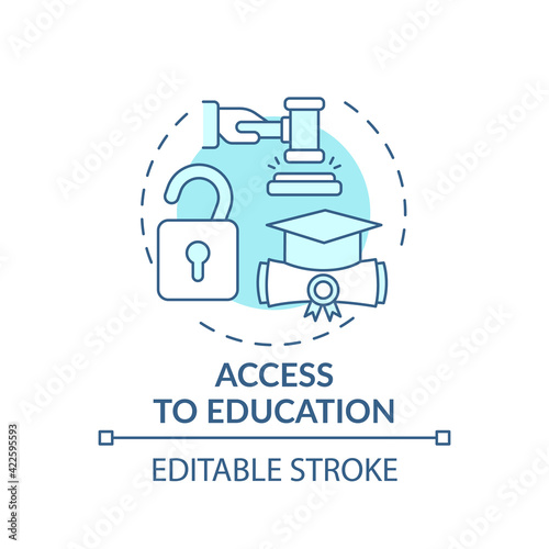 Access to education concept icon. Legal services types. Providing all needed informaton to improve skills idea thin line illustration. Vector isolated outline RGB color drawing. Editable stroke