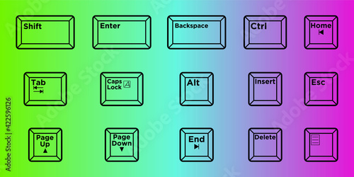 Computer keyboard button combination. User interface command buttons. Vector icon set.