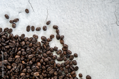 coffee beans on burlap background