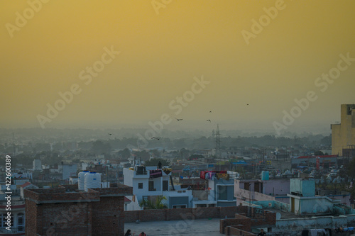 sunset over the city