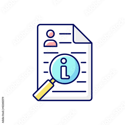 Information broker RGB color icon. Market reserach. Monitoring business, optimization and management. Analyze data. Professional expertise. Brokerage services. Isolated vector illustration