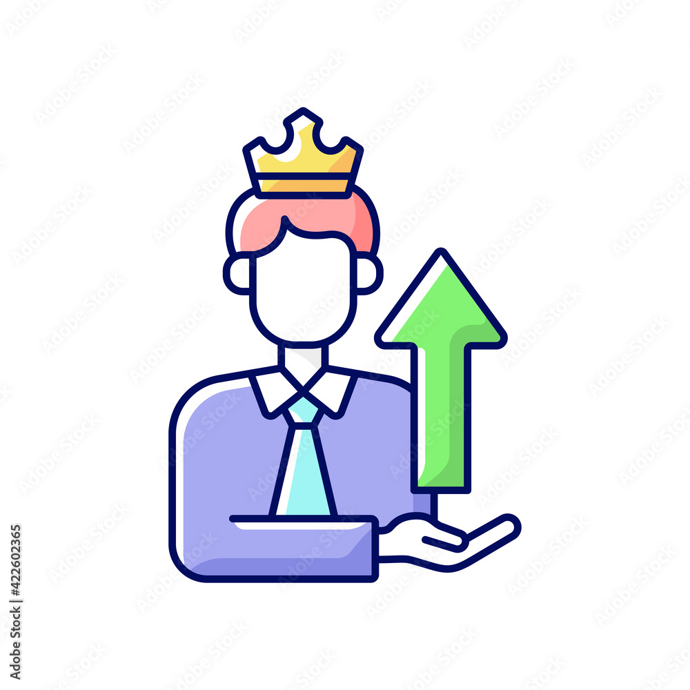 Power broker RGB color icon. Increase influence from assistance. Gain patronage, increase privilege. Benefit from business investment. Multiply wealth. Isolated vector illustration
