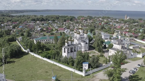 D-Log. Pereslavl-Zalessky, Russia. St. Nicholas Pereslavsky Monastery. Cloudy weather, summer, Aerial View, Point of interest photo