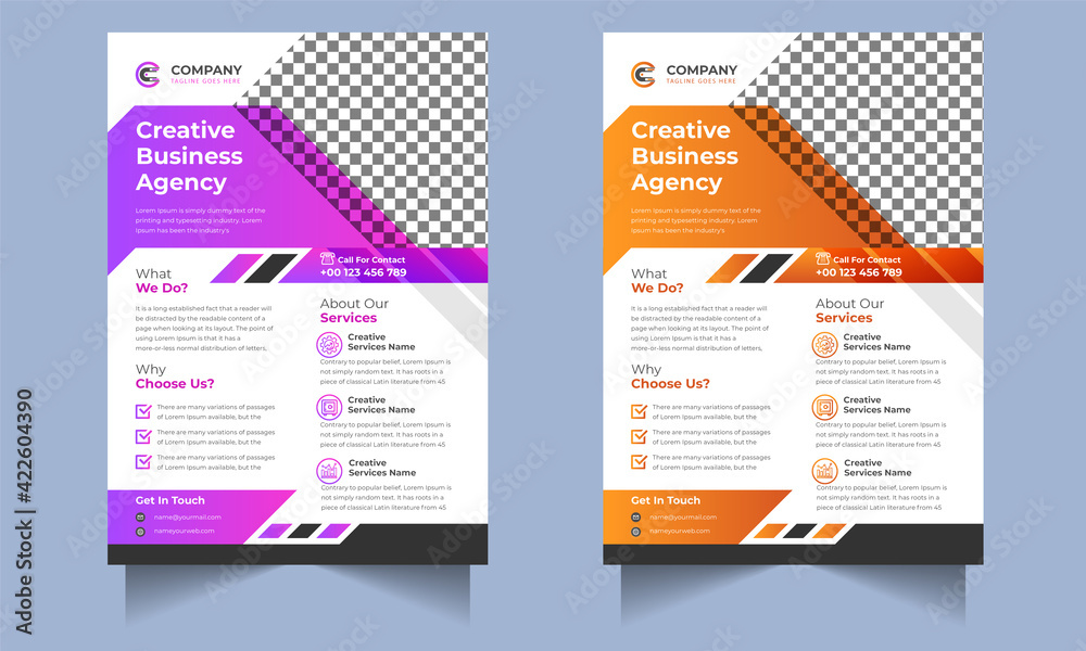 Business flyer template vector design, Flyer Template Geometric shape used for business poster Graphic design layout, IT Company flyer with blue geometric shapes.