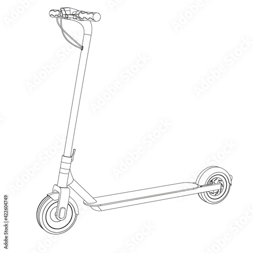 Vector illustration of electric scooter bike - line art