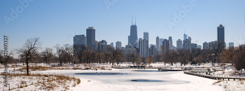 view of the city in winter