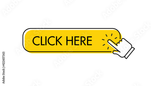 Click here button with hand pointer clicking