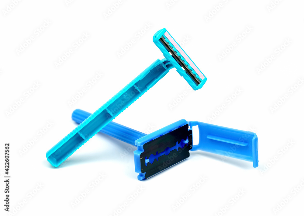 Blue scraper isolated on white background.Removal of unwanted hair. Skin care concept. Epilation hair removal.
Blue scraper isolated on white background.Removal of unwanted hair. Skin care concept. Epilation hair removal.